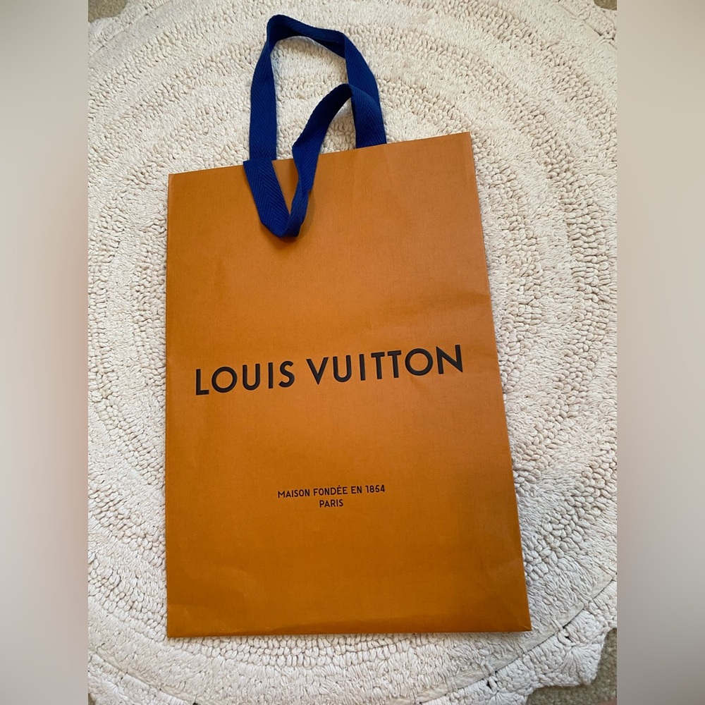 Louis Vuitton Orange Bag with Blue Handles